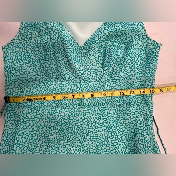 Ann Taylor Silk Aqua and Light Blue Dot Patterned Dress, Sz 6 - Picture 5 of 16